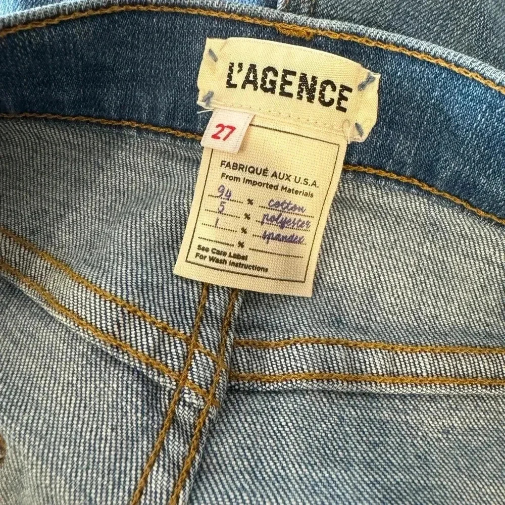 L’AGENCE NWT High Rise Side Zip Ryland Denim Shorts Cut Off Sydney 27 Stretch - Picture 7 of 8